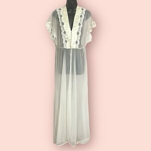 Val Mode VINTAGE Small Off White Ethereal Angelic Robe Duster
